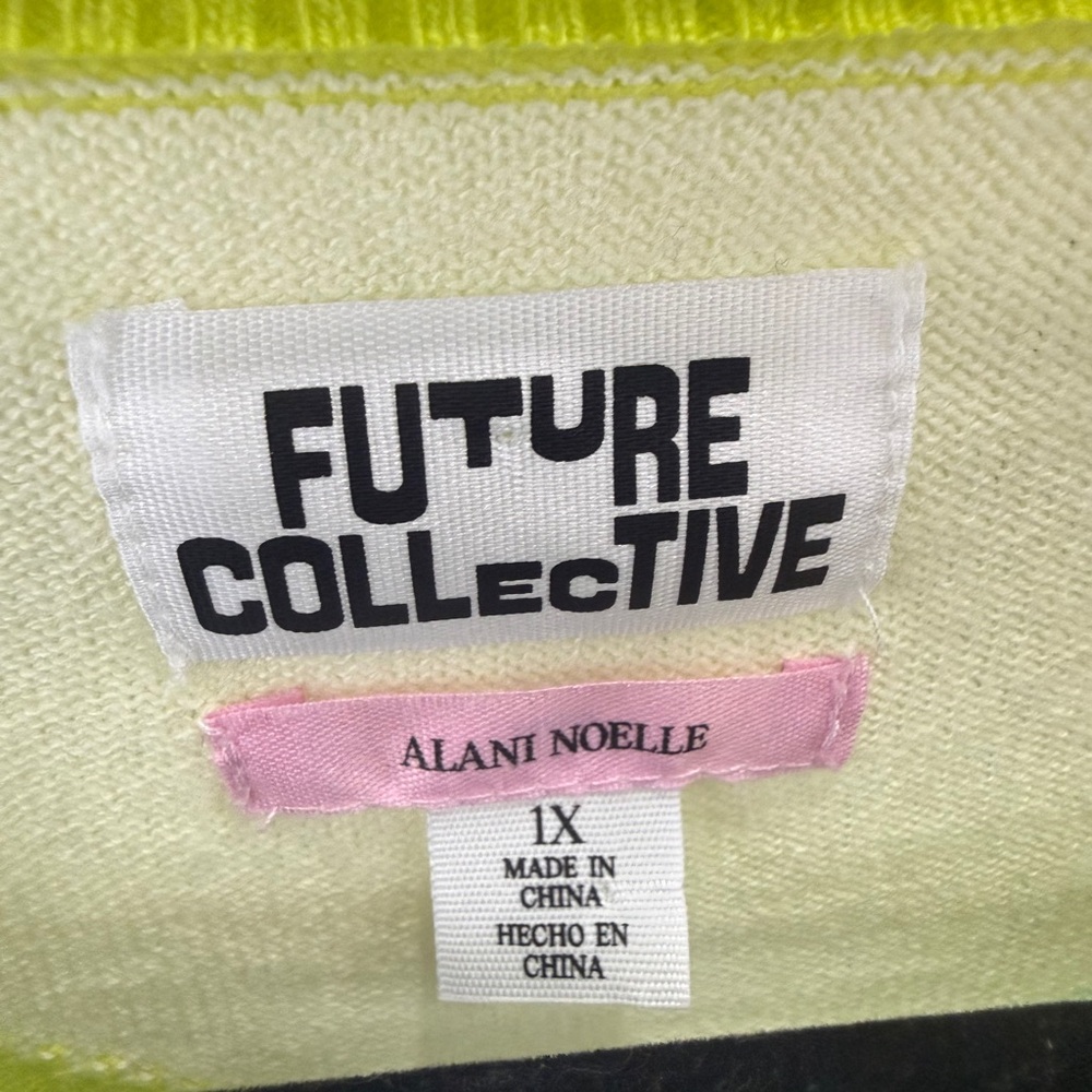 Future Collective with Alani Noelle Lime Green Abstract Women's Sweater - Picture 4 of 7